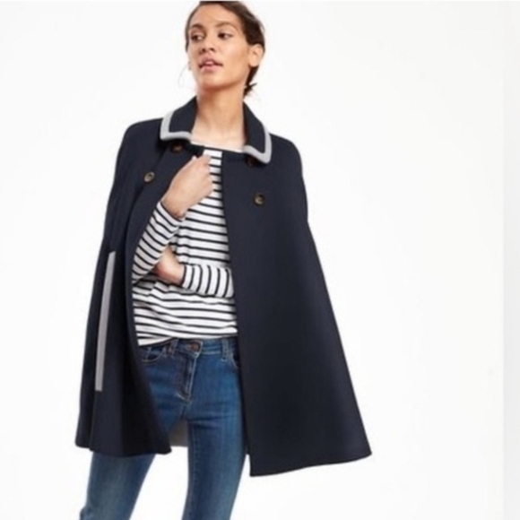 Boden Jackets & Blazers - Anthropologie Boden Navy Blue Charlotte Wool Double Breasted Cape Coat